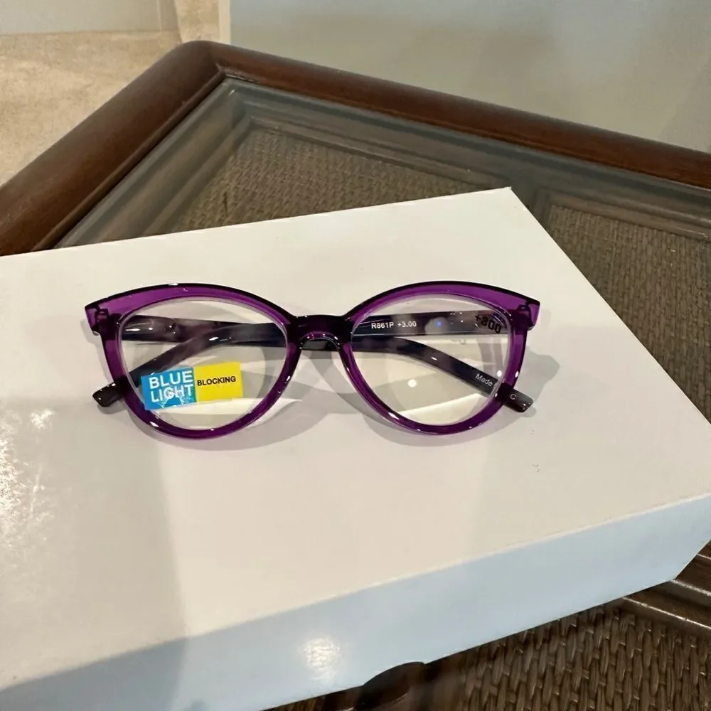 💼 Readers with Blue Light Protect. Colorful  Contemporary Purple Cat Eye
